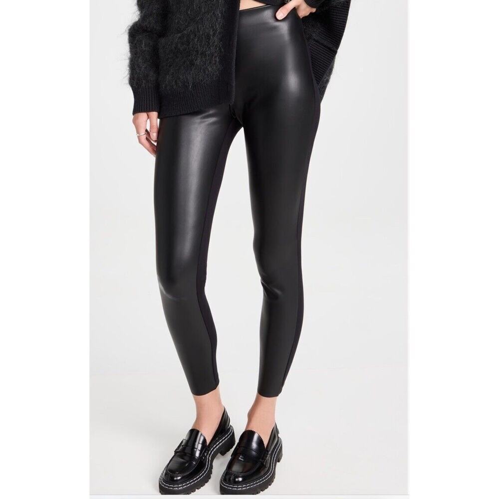 Wolford Womens Jo Leggings Vegan Leather‎ Front Black Size 10 Pull On $395